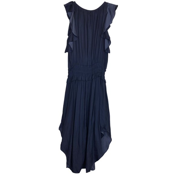 Navy Blue Ruffled Sleeveless Midi Dress Size Medium Boho Sexy‎ Western Classic - Picture 2 of 6